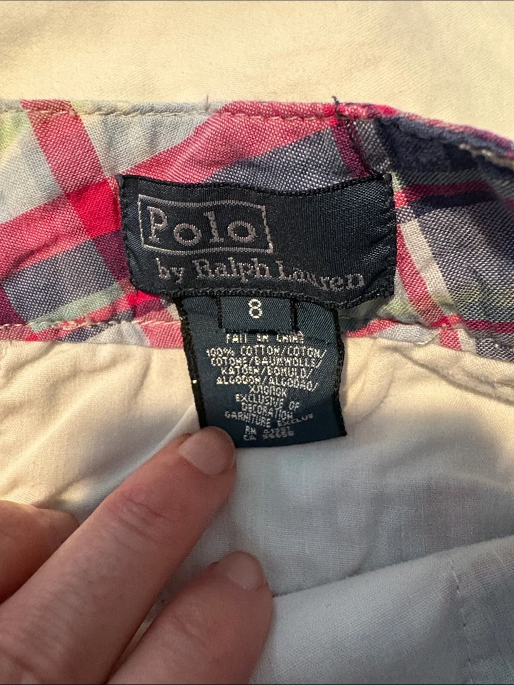Ralph Lauren Plaid Flat-Front Boy’s Shorts — Pink, Blue Green, White Size 8